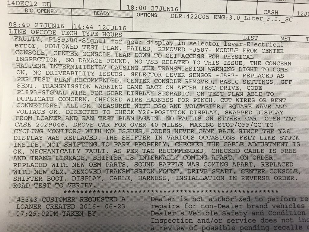 B8.5 S4 with "Transmission Malfunction You can continue driving."